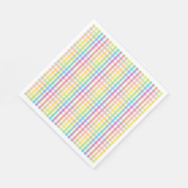 Modern Pastel Plaid Rainbow Baby Shower Party Servet