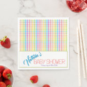 Modern Pastel Plaid Rainbow Baby Shower Party Servet (Insitu)