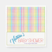 Modern Pastel Plaid Rainbow Baby Shower Party Servet (Voorkant)
