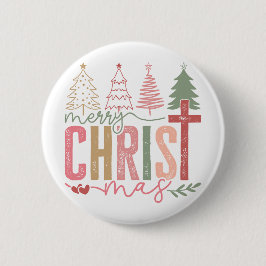Modern Pastel Prettig Kerstmis Ronde Button 5,7 Cm