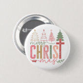 Modern Pastel Prettig Kerstmis Ronde Button 5,7 Cm (Voorkant /achterkant)