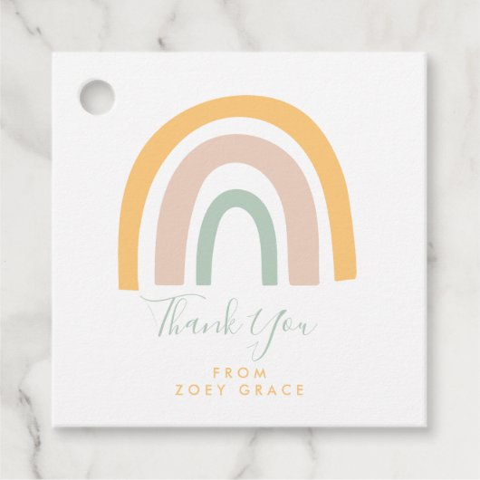 Modern Pastel Rainbow Party Dank u Bedankjes Labels (Voorkant)