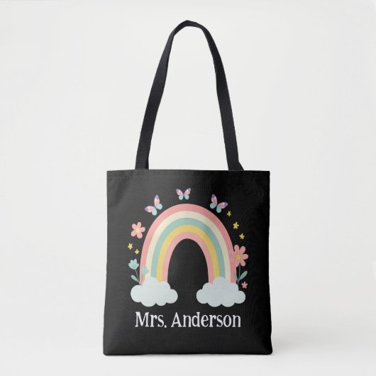 Modern Pastel Rainbow Personalized Teacher Gift Tote Bag (Voorkant)