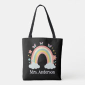 Modern Pastel Rainbow Personalized Teacher Gift Tote Bag (Achterkant)