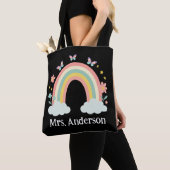 Modern Pastel Rainbow Personalized Teacher Gift Tote Bag (Dichtbij)