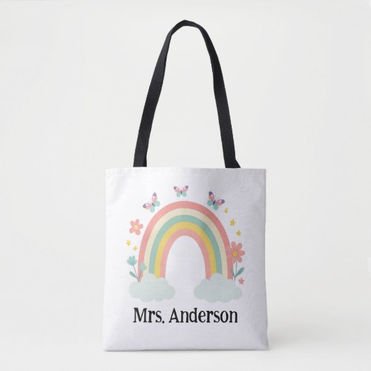 Modern Pastel Rainbow Personalized Teacher Gift Tote Bag (Voorkant)
