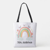 Modern Pastel Rainbow Personalized Teacher Gift Tote Bag (Achterkant)