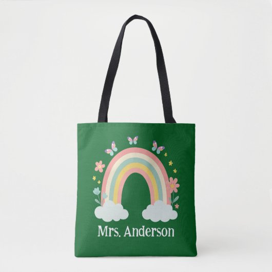 Modern Pastel Rainbow Personalized Teacher Gift Tote Bag (Voorkant)