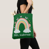Modern Pastel Rainbow Personalized Teacher Gift Tote Bag (Dichtbij)
