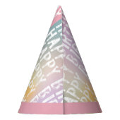 Modern pastel rainbow pink birthday party water feesthoedjes (Achterkant)