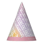 Modern pastel rainbow pink birthday party water feesthoedjes (Links)