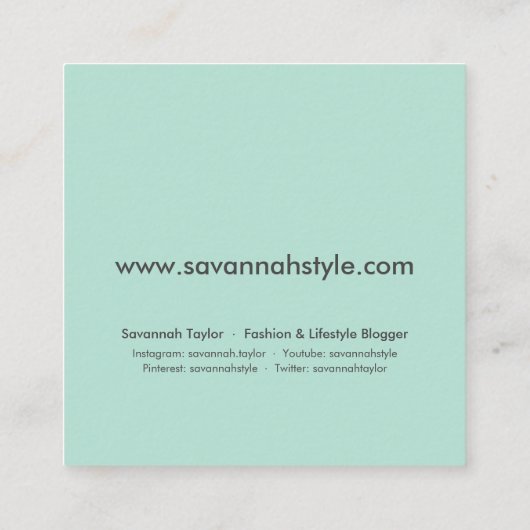 Modern pastel roos en mint chique mode blogger vierkante visitekaartje (Achterkant)