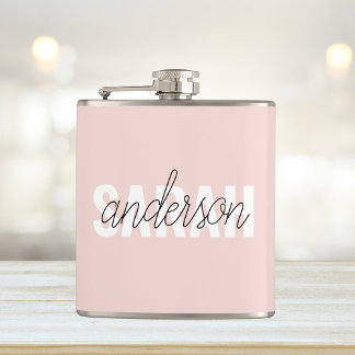 Modern Pastel Roze Beauty, op maat Heupfles
