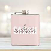 Modern Pastel Roze Beauty, op maat Heupfles