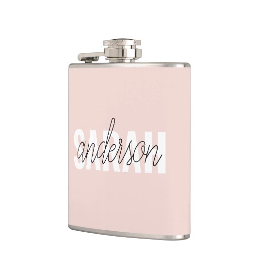 Modern Pastel Roze Beauty, op maat Heupfles (Links)