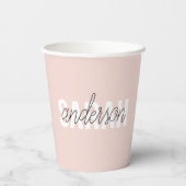 Modern Pastel Roze Beauty, op maat Papieren Bekers (Achterkant)