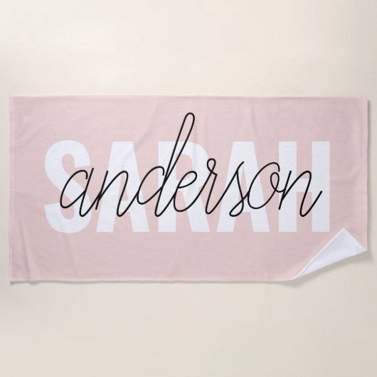 Modern Pastel Roze Beauty, op maat Strandlaken (Voorkant)