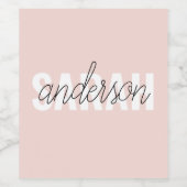 Modern Pastel Roze Beauty, op maat Wijn Etiket (Enkel label)