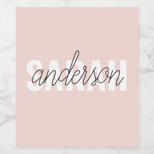 Modern Pastel Roze Beauty, op maat Wijn Etiket (Enkel label)