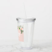 Modern Pastel Roze Bloemen Hallo en u noemt Acryl Drinkbeker (Links)