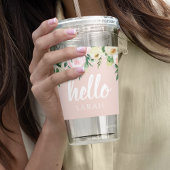 Modern Pastel Roze Bloemen Hallo en u noemt Acryl Drinkbeker