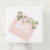 Modern Pastel Roze Bloemen Hallo en u noemt Bedankjes Labels (In situ)