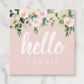 Modern Pastel Roze Bloemen Hallo en u noemt Bedankjes Labels (Voorkant)