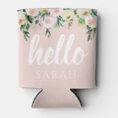 Modern Pastel Roze Bloemen Hallo en u noemt Blikjeskoeler (Voorkant)