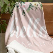 Modern Pastel Roze Bloemen Hallo en u noemt Fleece Deken