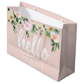 Modern Pastel Roze Bloemen Hallo en u noemt Groot Cadeauzakje (Voorkant Gekanteld)