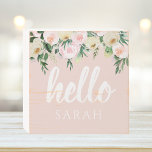 Modern Pastel Roze Bloemen Hallo en u noemt Houten Kist Print<br><div class="desc">Modern Pastel Roze Bloemen Hallo en u noemt</div>
