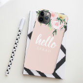 Modern Pastel Roze Bloemen Hallo en u noemt iPhone Hoesje