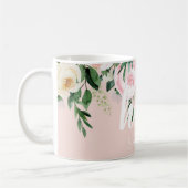 Modern Pastel Roze Bloemen Hallo en u noemt Koffiemok (Links)