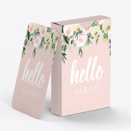 Modern Pastel Roze Bloemen Hallo en u noemt Pokerkaarten