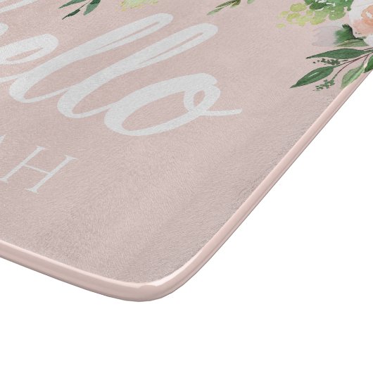 Modern Pastel Roze Bloemen Hallo en u noemt Snijplank (Hoek)