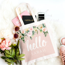 Modern Pastel Roze Bloemen Hallo en u noemt Tote Bag