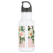 Modern Pastel Roze Bloemen Hallo en u noemt Waterfles (Achterkant)