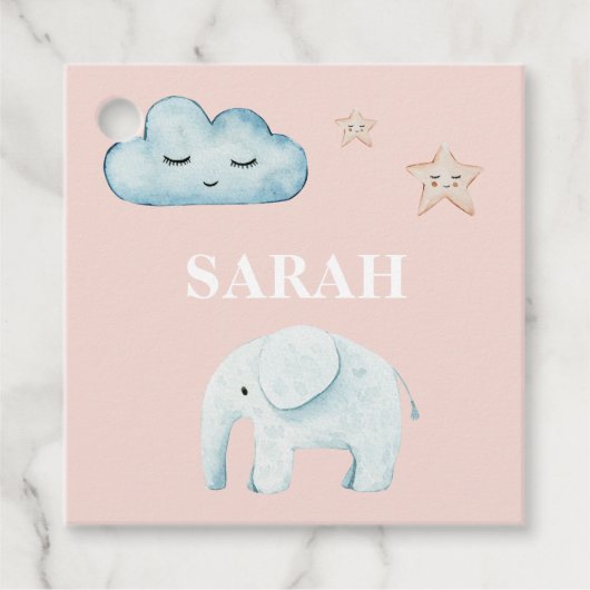 Modern Pastel Roze & Blue Child Name Bedankjes Labels (Voorkant)