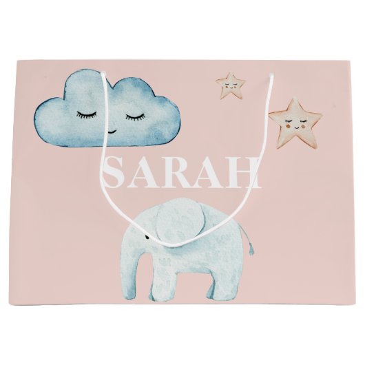 Modern Pastel Roze & Blue Child Name Groot Cadeauzakje (Voorkant)