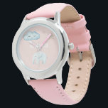 Modern Pastel Roze & Blue Child Name Horloge<br><div class="desc">Modern Pastel Roze & Blue Child Name</div>