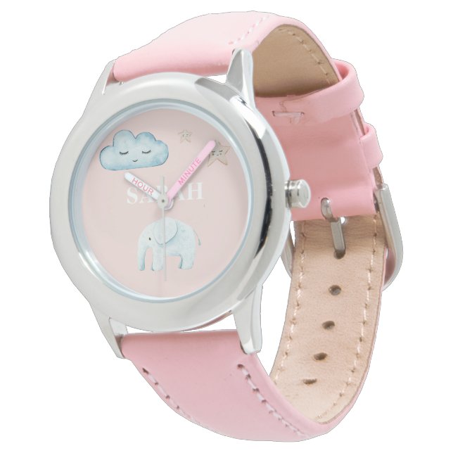 Modern Pastel Roze & Blue Child Name Horloge (Gekanteld)