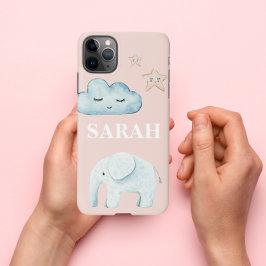 Modern Pastel Roze & Blue Child Name iPhone 11Pro Max Hoesje