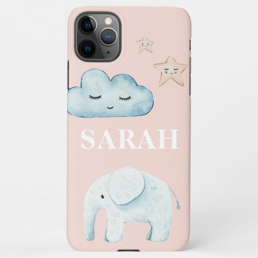 Modern Pastel Roze & Blue Child Name iPhone Hoesje (Achterkant)