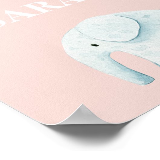 Modern Pastel Roze & Blue Child Name Poster (Hoek)