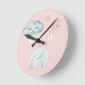 Modern Pastel Roze & Blue Child Name Ronde Klok (Hoek)