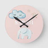 Modern Pastel Roze & Blue Child Name Ronde Klok (Voorkant)