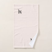 Modern Pastel Roze Elegant Zwart Monogram Initiaal Bad Handdoek (Handdoek)