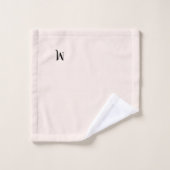 Modern Pastel Roze Elegant Zwart Monogram Initiaal Bad Handdoek (Wasdoekje)