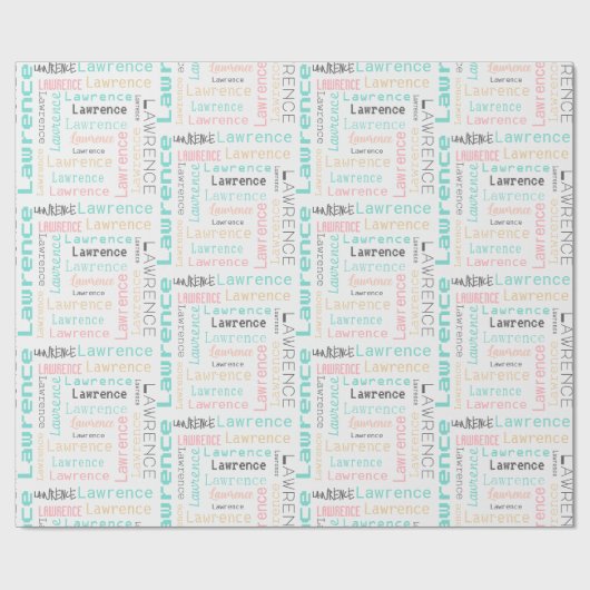 Modern Pastel Roze en Blauwgroen naam Wrapping Pap Cadeaupapier (Vlak)
