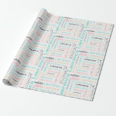Modern Pastel Roze en Blauwgroen naam Wrapping Pap Cadeaupapier (Uitgerold)